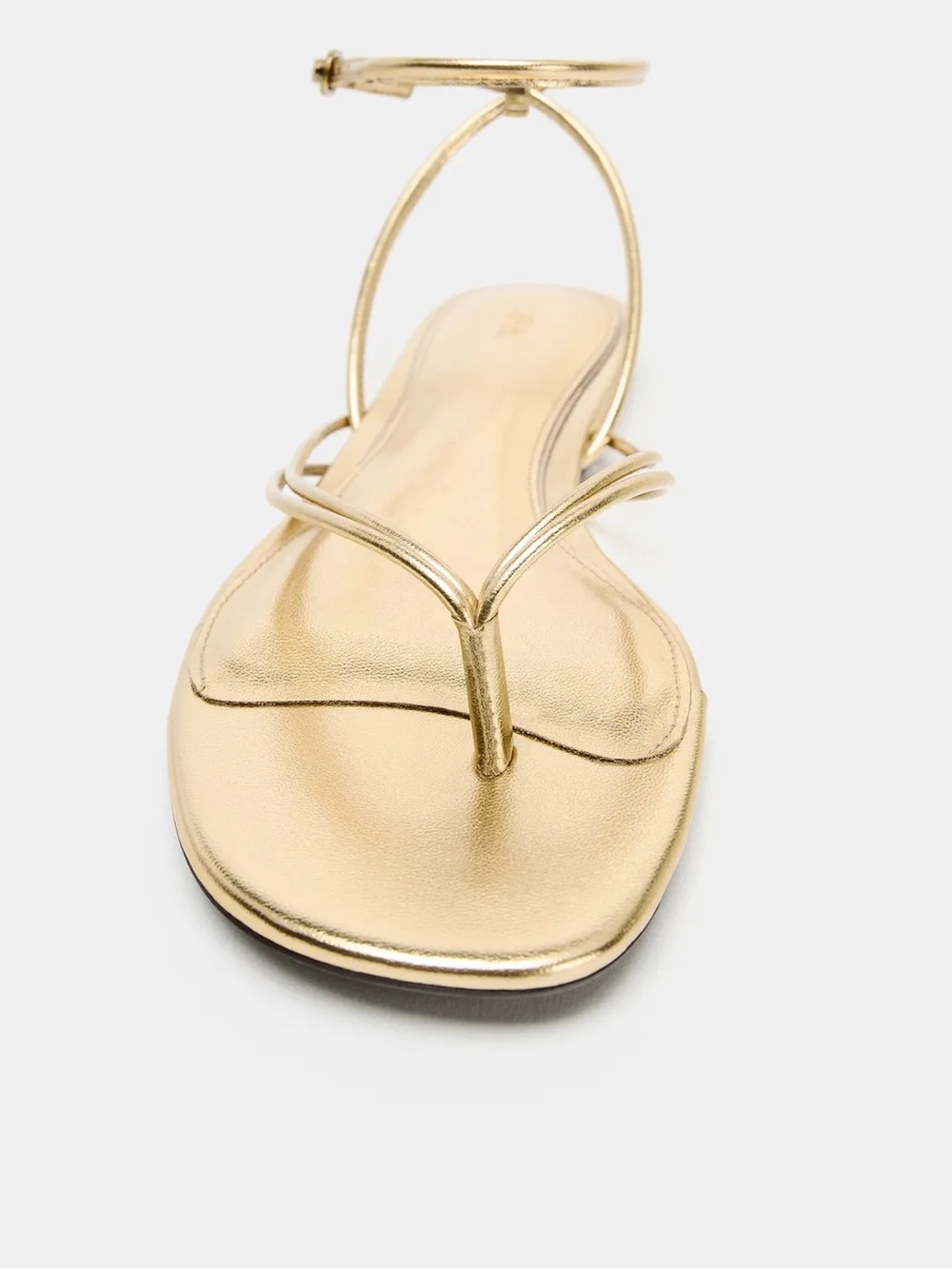 Zara Metallic Gold Strappy Toe-Post Sandals - Picture 5 of 10